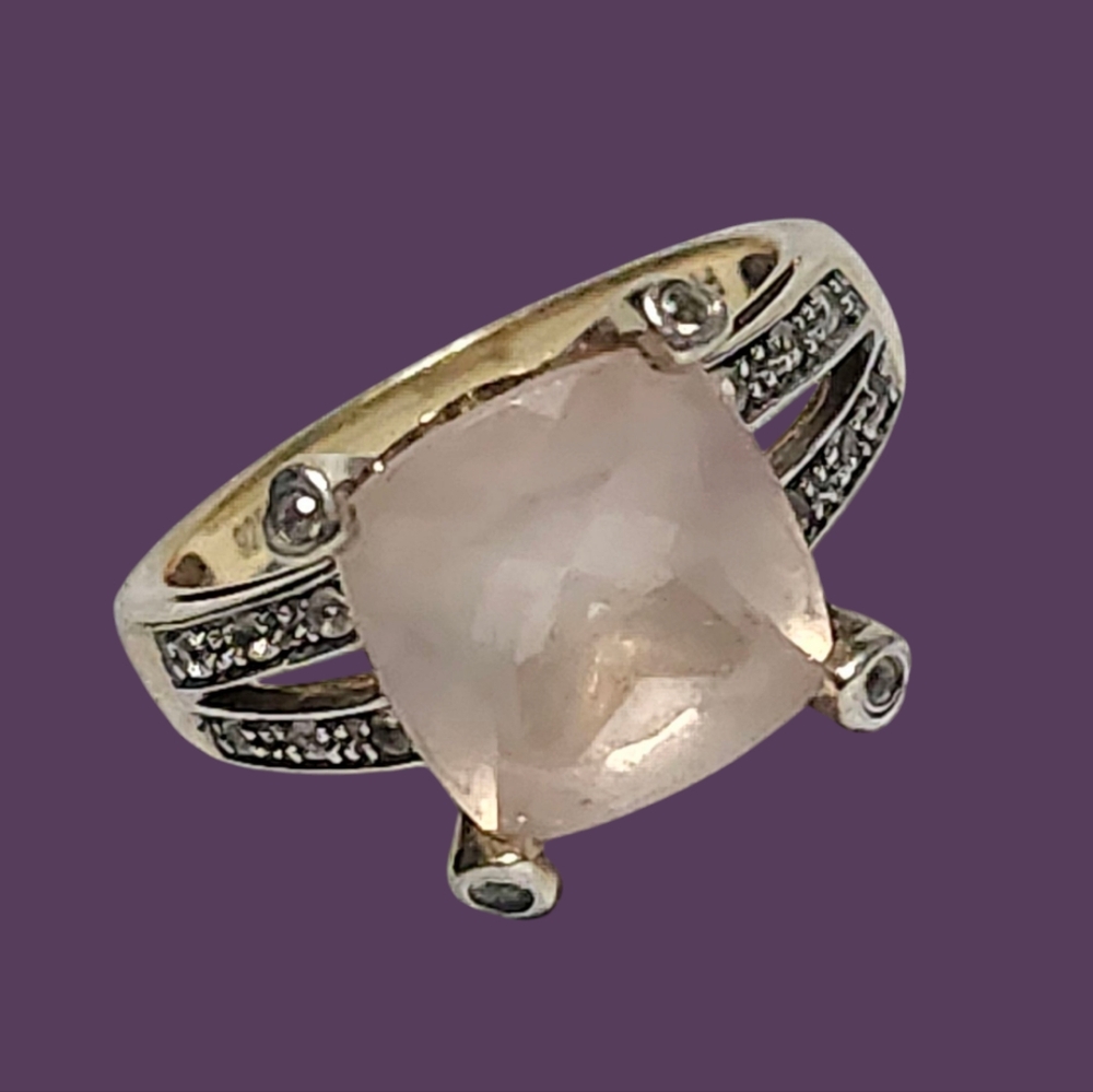 5.00 ctw Rose Quartz Silver Ring size 6.5